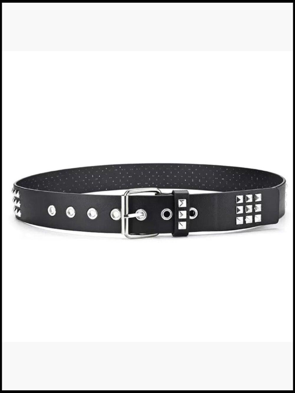 Faux Leather Studded Belt with Pyramid Studs Punk Rock Style - Picture 5 of 6